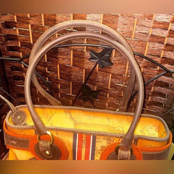 Alviero Martini Handbag. Luxury Italian Leather & Suede. GEO MAP Collection. EUC - Picture 4 of 11